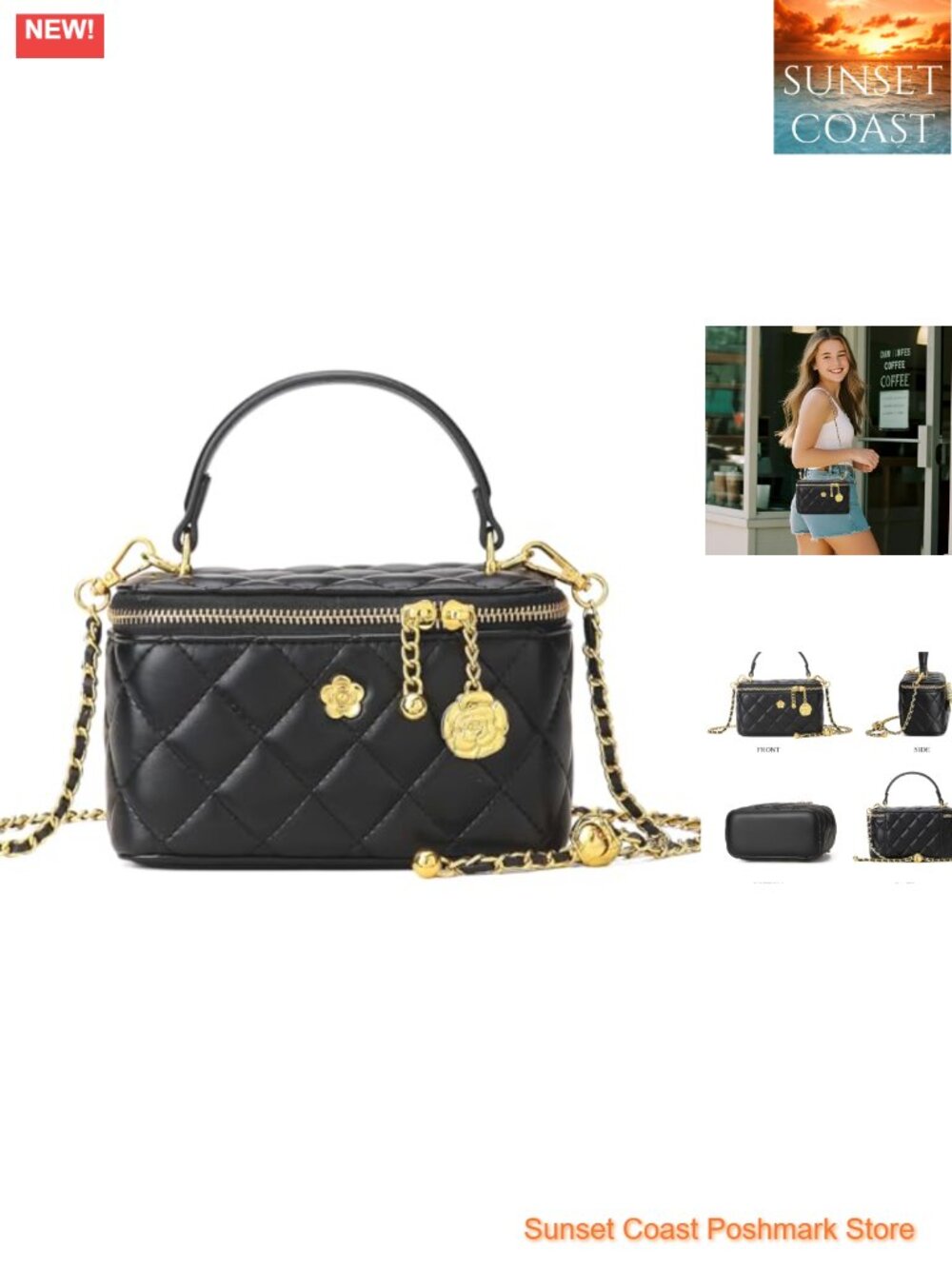 Quilted Square Box Crossbody Bag Satchel Purse Mini Top Handle Pouch Tote